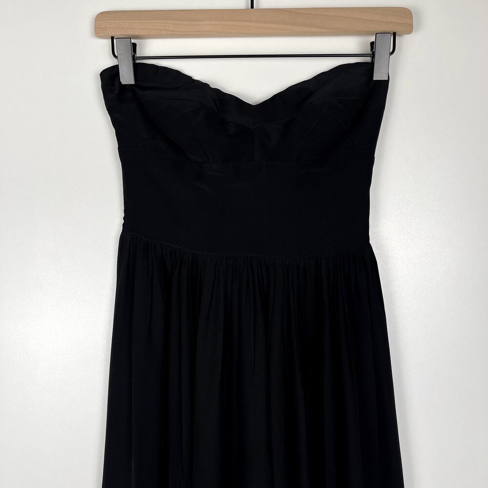Amanda Uprichard Black Strapless‎ Silk Midi Dress Small Cocktail Party Revolve - Picture 4 of 16